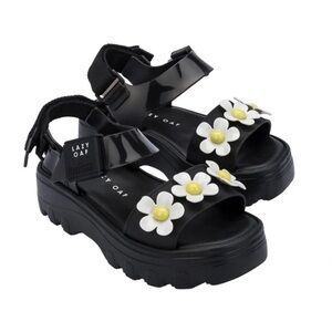 Lazy Oaf x Melissa Kick Off Sandals in Black Bloom